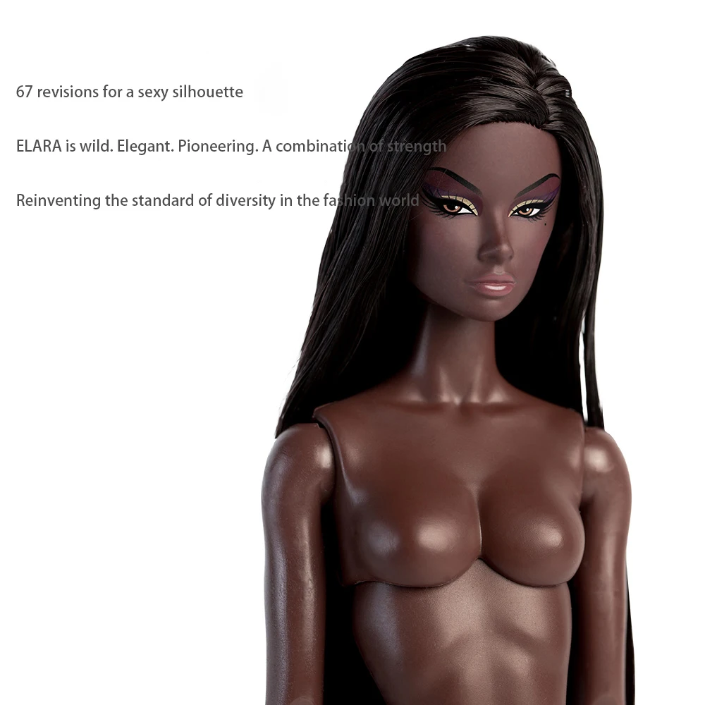 시안시안 32cm 차콜 스킨 슈퍼모델 인형 12관절 피규어 1/6 엘라라 쿨 메이크업 패션 헤어스타일 아프리카 인형 컬렉션 선물