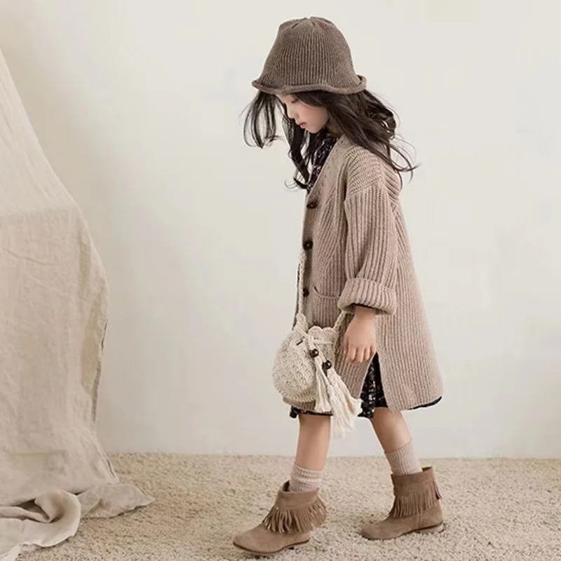 Girls' Mid-Length Knit Cardigan 3