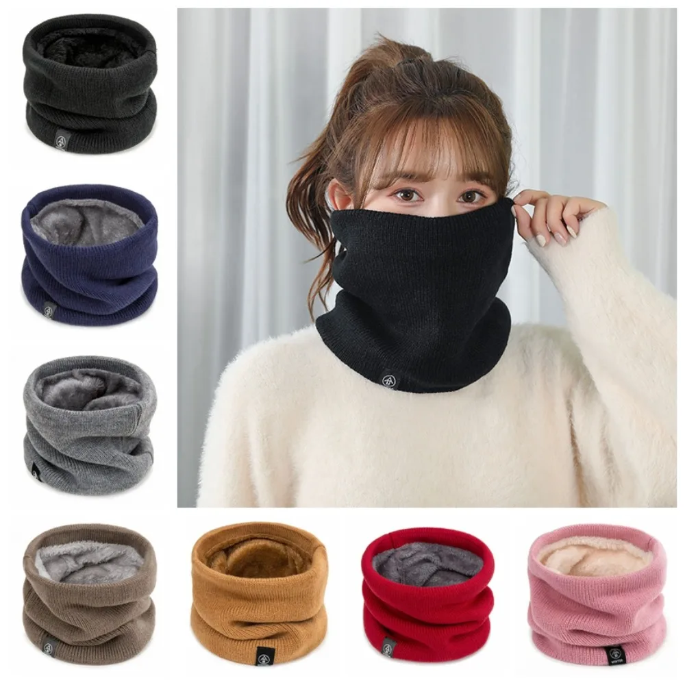 

Solid Color Neck Warmer Winter Windproof Scarf Soft Cold-proof Cashmere Winter Ring Scarf Fashion Knit