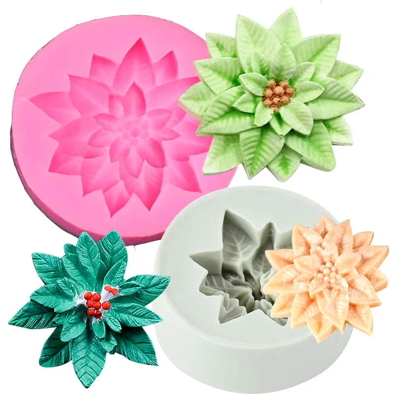 3D Poinsettia Christmas Flower Silicone Mold - For Candles, Soap, Fondant & Chocolate Making