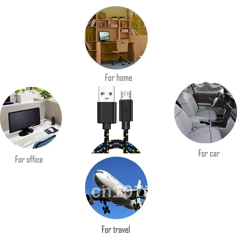 Fast Charging Nylon Braided USB Charger Cable for Android Mobile Phone - Data Sync Cable