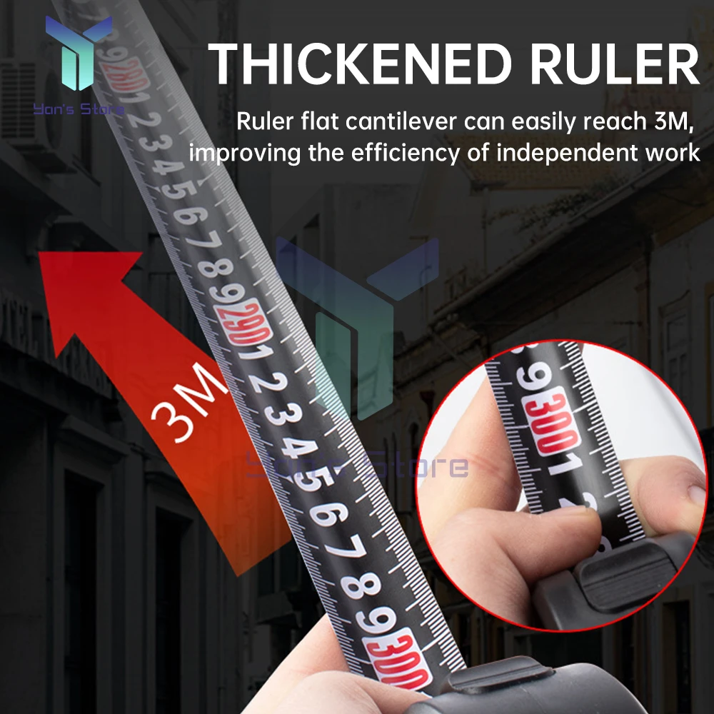 3/5M Black Steel Material Measuring Tape Measure Thickened Hardened Wear-resistant Multifunctional Household Measuring Tools tape measure measuring tape