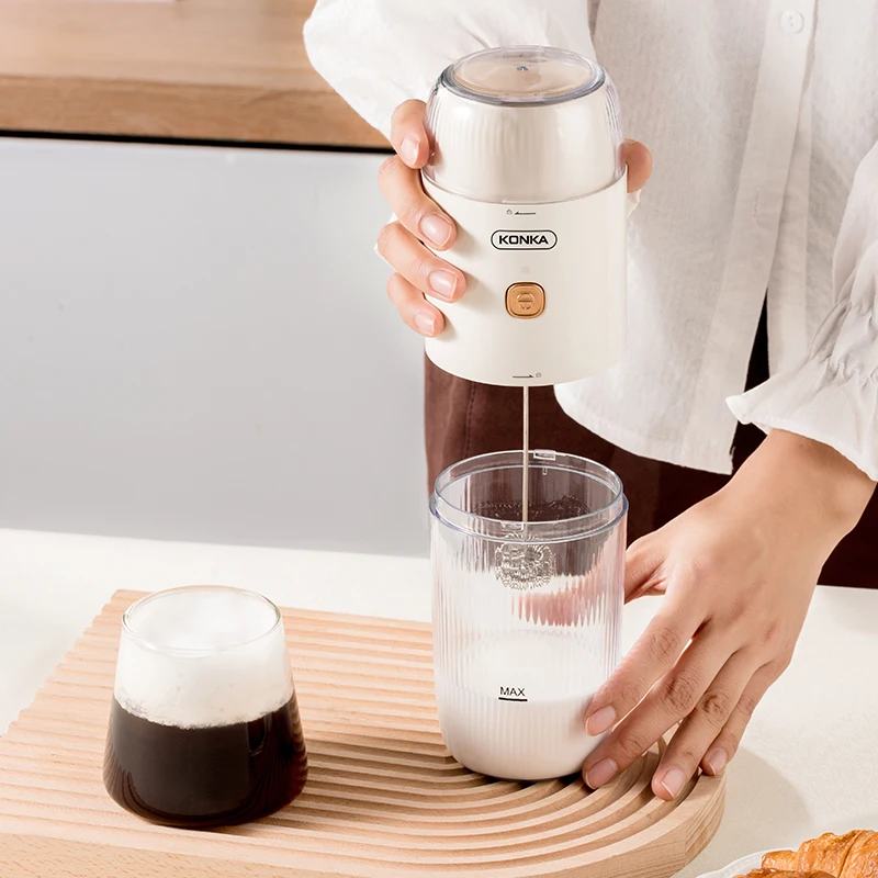 KONKA New Electronic Milk Frother For Making Latte Electric Conical Burr Coffee Mixer Coffee Bean Grinding For Home Kitchen 4