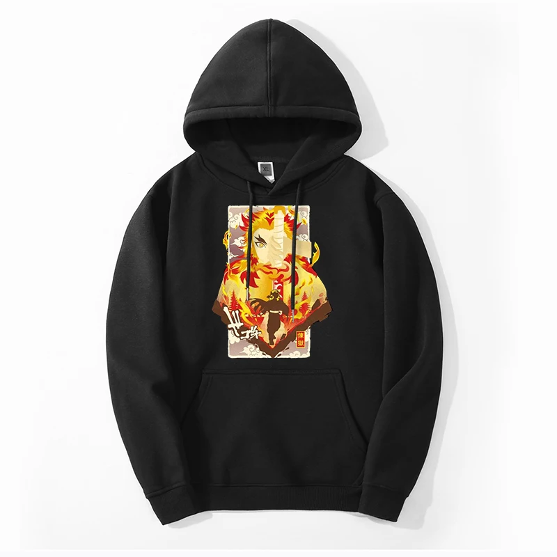 

Winter Mens Fashion Rengoku Kyoujurou Demon Slayer Sweatshirts Mugen Train Hoodies Hip Hop Printing Streetwear Cool Hoodie