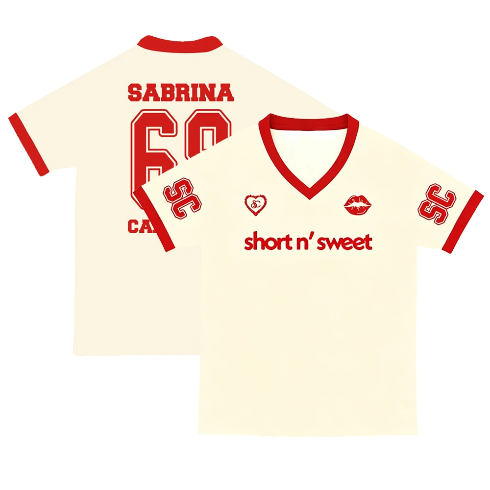 Herren Damen Sabrina Short N Sweet 60 Mesh Jersey, Y2K Pop Concert Streetwear, lockeres Sport-T-Shirt, atmungsaktives, schnell trocknendes Shirt