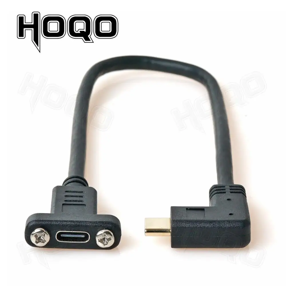 Hoqo-usb 3.1 tipo c Cabo de Extensão com Parafuso de Montagem em Painel Fêmea para Macho Extensor Extensor Cabo de Dados