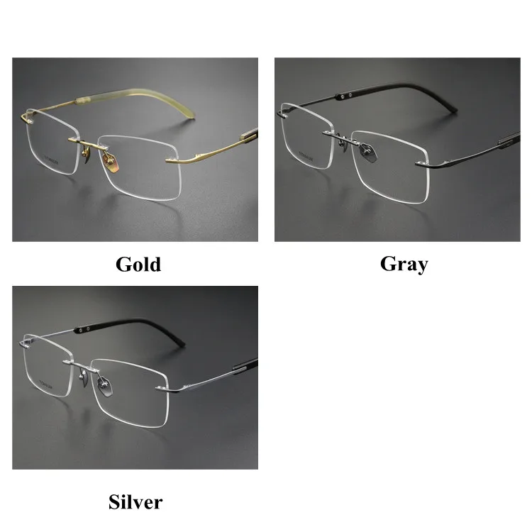 Chashma Unisex Rimless Square Titanium Customizable Eyeglasses 4