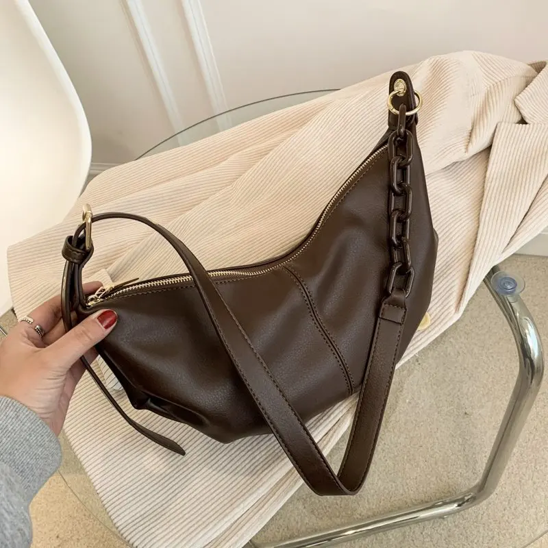 

2023 Women Soft Leather Handbags High Quality Vintage Crossbody Bags for Women Solid Chains Shoulder Bags Female Sac A Main New