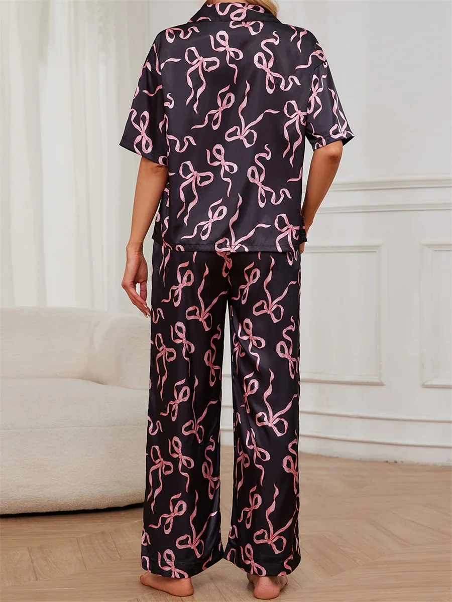 Women s Pajama Set Floral Print Long Sleeve Button-Up Top with Matching Pants Sleepwear Loungewear Set for Ladies