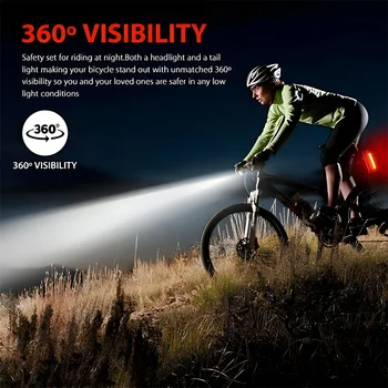 2PCS USB Rechargeable Bike Light Set Front Light with Taillight Easy to Install 3 Modes Bicycle Accessories for the Bicycle 6