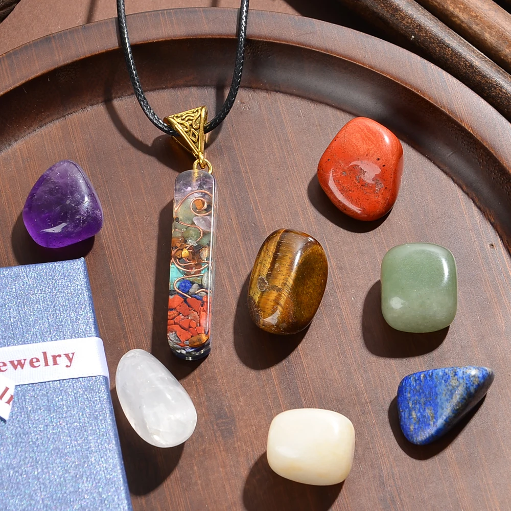8pcs Natural Chakra Necklace with Original Healing Stones