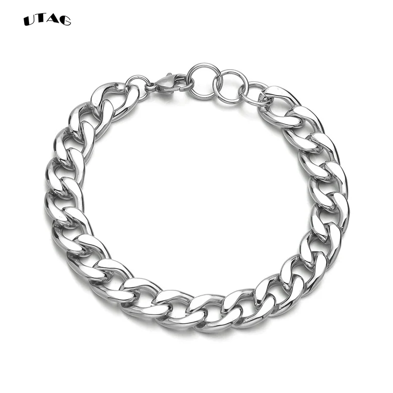 UTAG 3-7mm Einfache Edelstahl Männer Curb Kubanischen Kette Mode Frauen Armband Auf Hand Für Paar Unisex handgelenk Schmuck Geschenk Party – Detail 6