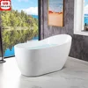 54" Acrylic Freestanding Bathtub with Matte Black Overflow and Drain Luxury Non-Slip Design 55 Gallons Capacity High Gloss White 1