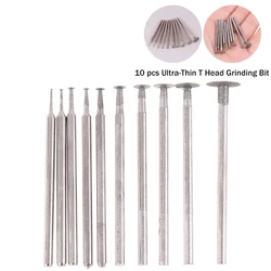 10Pcs/set 2.35mm Shank Diamond Mounted Point Grinding Head Stone Jade Carving Polishing Engraving Tools Dremel Accesories