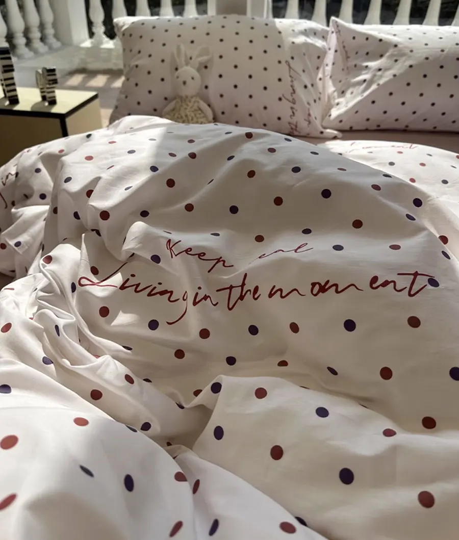 

Fashion cute polka dot bedding set 1.2 1.5 1.8 2.0,twin full queen King cotton home textile bed sheet pillow case quilt cover