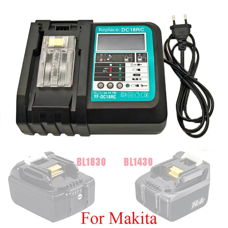 DC18RC 3A Lithium Battery Charger for Makita 14.4V 18V Electric Drill Polishing Machine Lawn Mower Intelligent Power Adapter