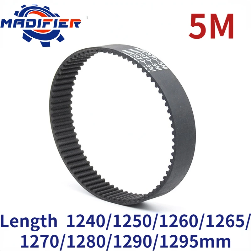 

5M Width 10/15/20/25/30mm Closed Loop Rubber Timing Belt Length 1240/1250/1260/1265/1270/1280/1290/1295mm