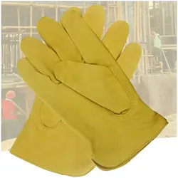 Premium Leather Work Gloves - Tear - Resistant Sheepskin for Safety and Comfort (Yellow)