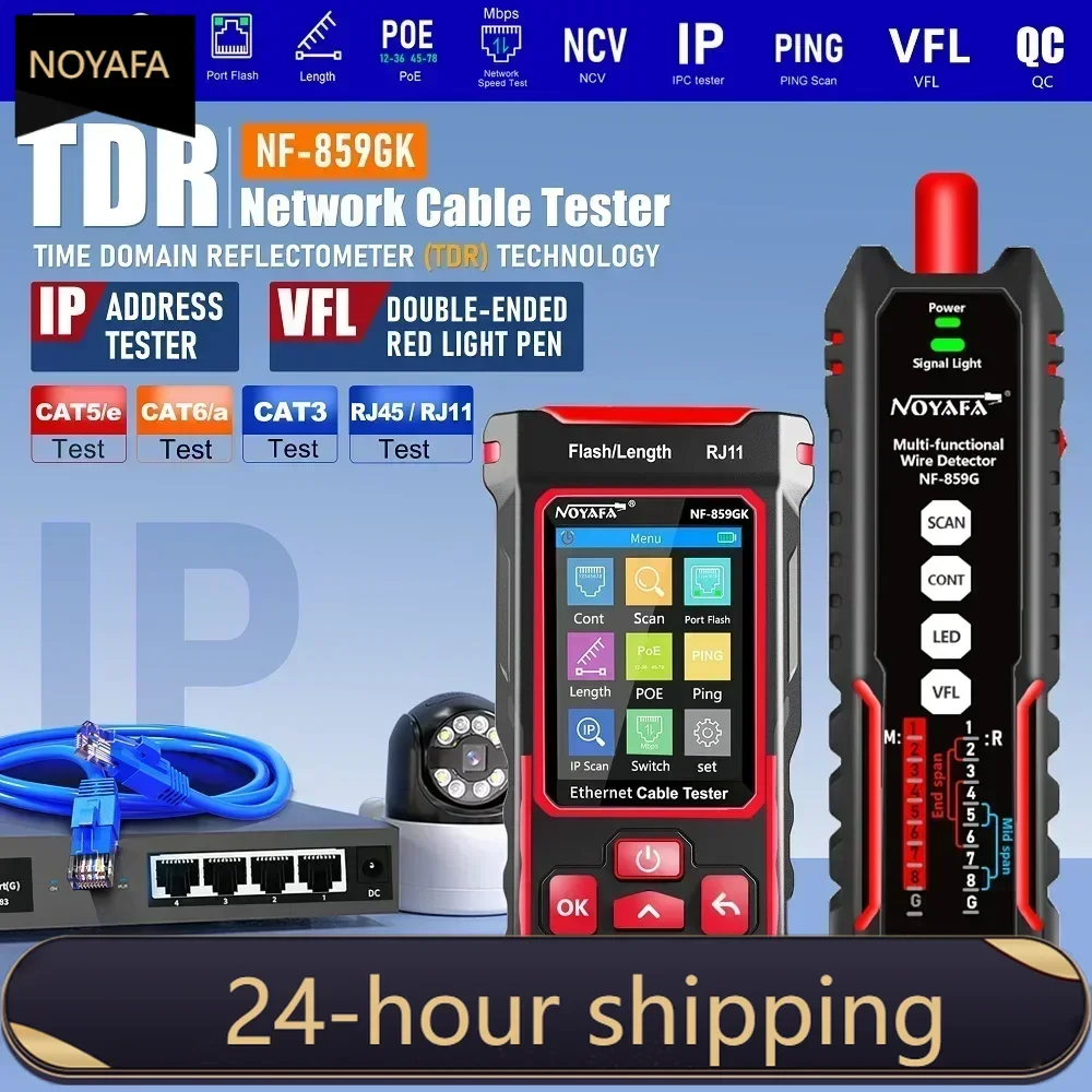 NF-859GK Network Tester Line Finder with Red Light Single Head Crimping Length Breakpoint IP Scanning PING Charging Type for est