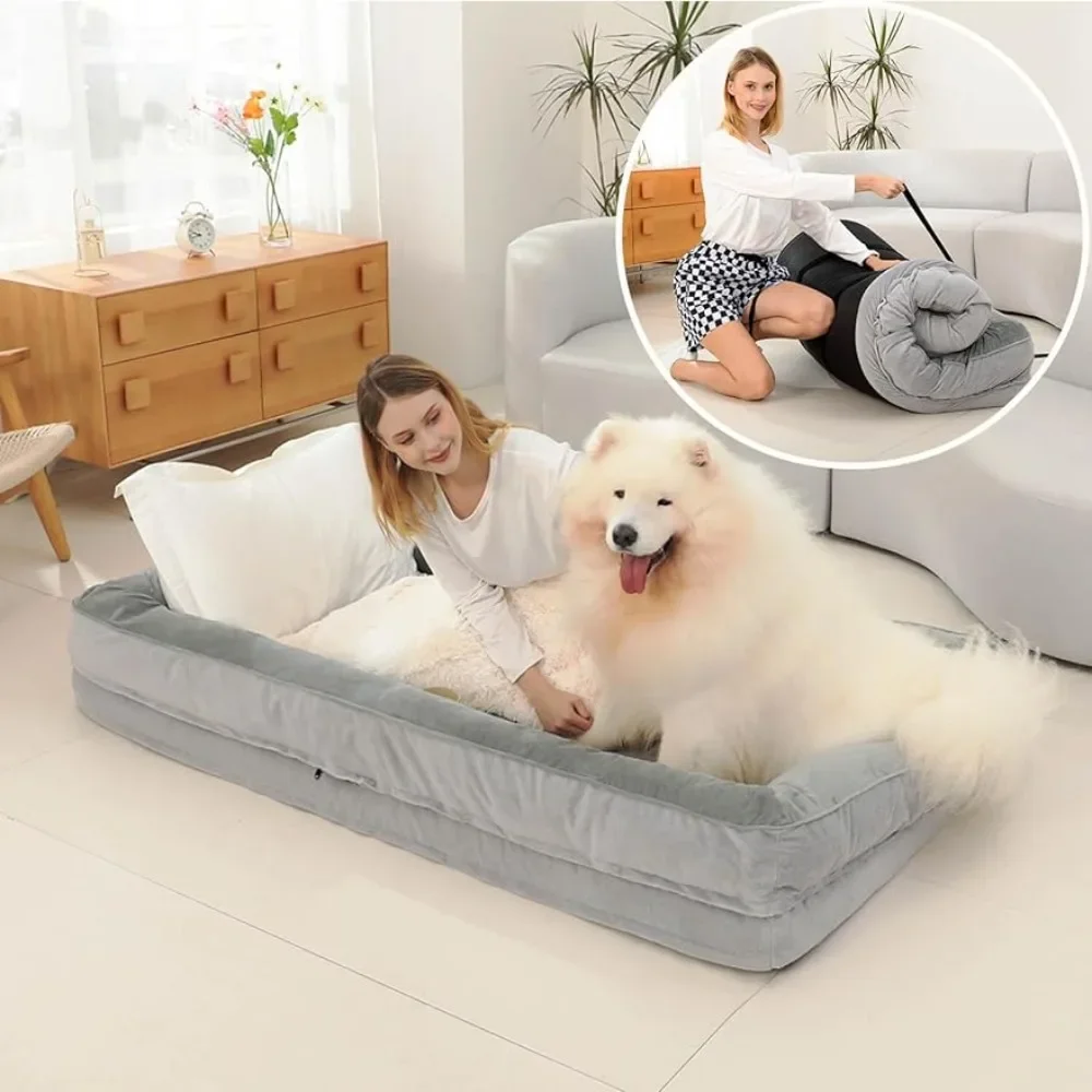 

Foldable Human Dog Bed for People Adults Extra Large Dogs Beds Big Mats Orthopedic Giant Dog Bed Grey The Dog Bed for Humans Pet