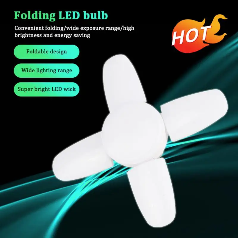 

E27 LED Garage Light 28W 165-265V Home Ceiling Lamps Deformable Fan Blade Light Energy Saving Garage Lamp Industrial Lighting