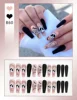 Simple French Fake Nails for All Saints' Day Apparition Almond Sweet False Nails with Glue Full Cover Artificial Press On Nail 6