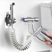 ห้องน้ําห้องน้ําจับคู่ชุดสเปรย์โถชําระล้าง, one in two out double control double out faucet, พร้อมสายยางยืดหยุ่น 1.5 ม 1