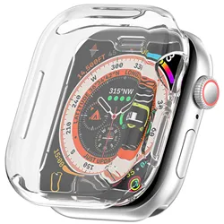 Premium TPU Apple Watch Cover with Screen Protector for 44mm Series 654 SE (Transparent)