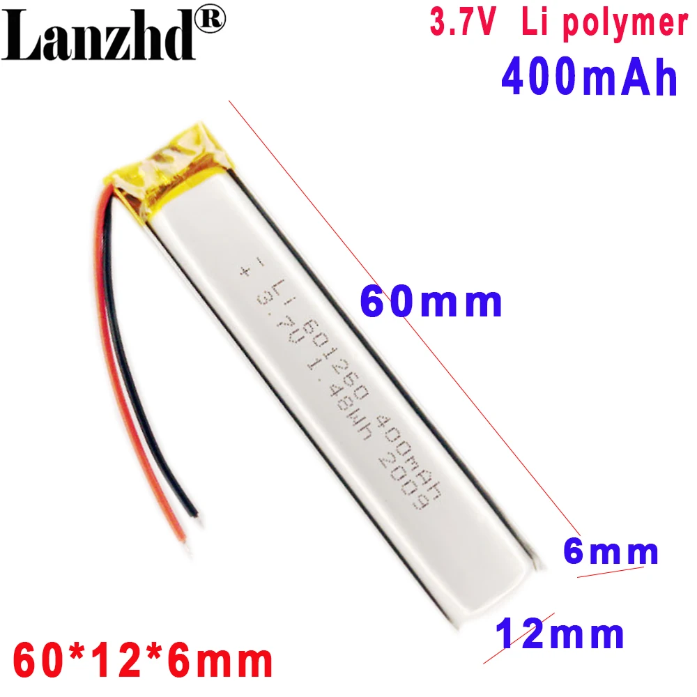 

3.7V 400mah 601260 li Polymer battery For point reading pen Lithium battery with protection plate rechargeable battery
