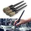 3 Pcs Natural Boar Hair Car Detailing Brush Set Soft Bristle Car Cleaning Brush Kits Atuo Tire wheel Wash Exterior Accessories 2