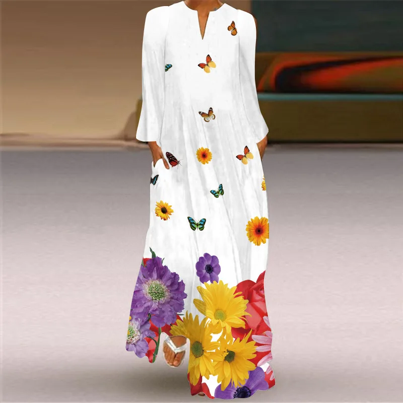 

Summer Long Dress Women's Elegant Robe Party Casual Sundress Vintage Lage Size Ladies Dresses Women Beach Maxi Dresses 5XL