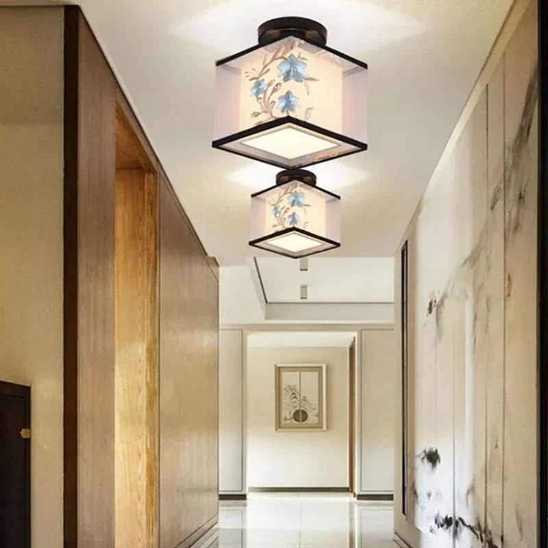 4 Types Chinese Style LED Light Fixtures Ceiling Lamp for Living Room Aisle Balcony Porch