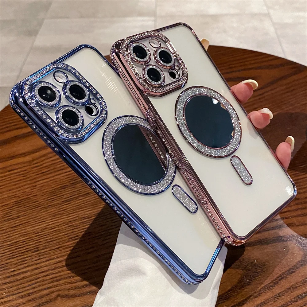 Luxury Magnetic Phone Case With Glitter Stand For Iphone Pro Max_voghion.com
