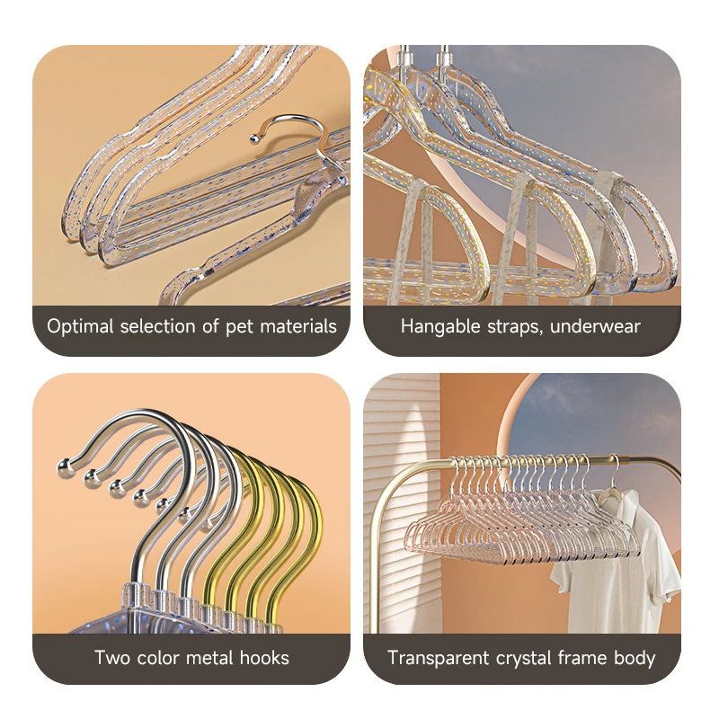 Transparent Coat Rack Light Luxury Non-Slip Space Saving Multipurpose Hanger Gold Dust Acrylic Home Organization And Storage 2
