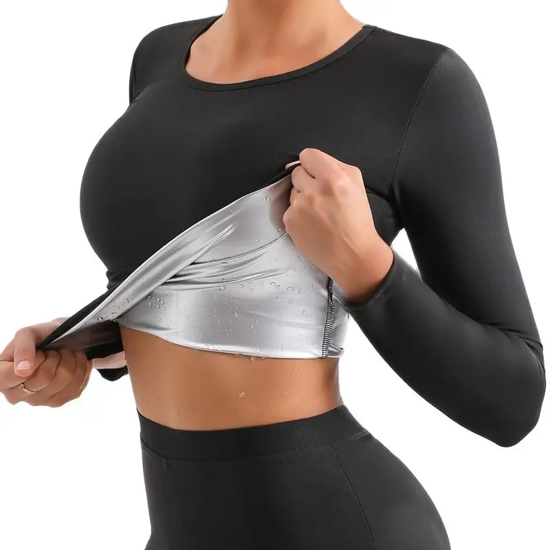 

Women Body Shaper Sauna Sweat Slimming Waist Trainer Long Sleeve Shirt Workout Tank Tops Shapewear Corset Compression Underwear