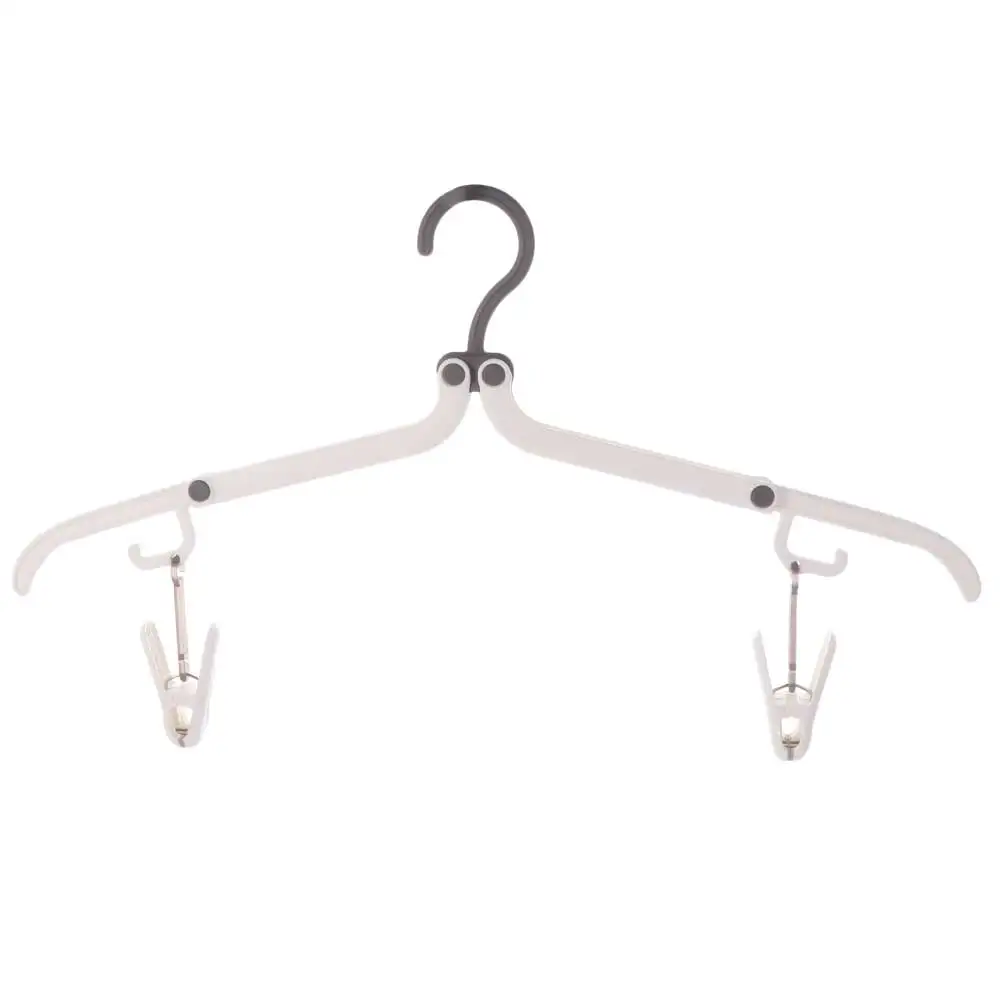 5Pcs Anti-slip Foldable Clothes Hanger Space Saving Windproof Clothes Drying Rack with 2 Clothespins Plastic Coat Hanger