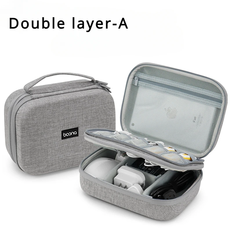 Hard Case Digital Storage Bag Travel Power Bank Data Cable Organizer Bag Mobile Phone Charger Protective Case Large Capacity