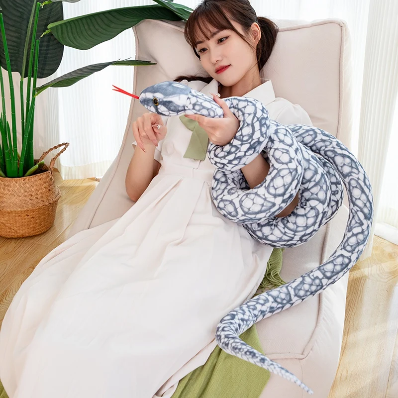 110-310cm 시뮬레이션 파이썬 보아 플러시 인형 파충류 화이트 그린 실버 블랙 아름다운 패턴 뱀 플러시 인형 홈 인테리어