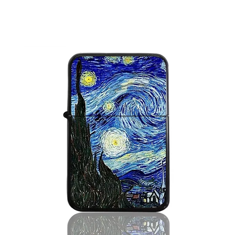 Vanishing Her Van Gogh Oil Painting Star Moon Night Kerosene Lighter Metal Kerosene Lighter Creative Gift