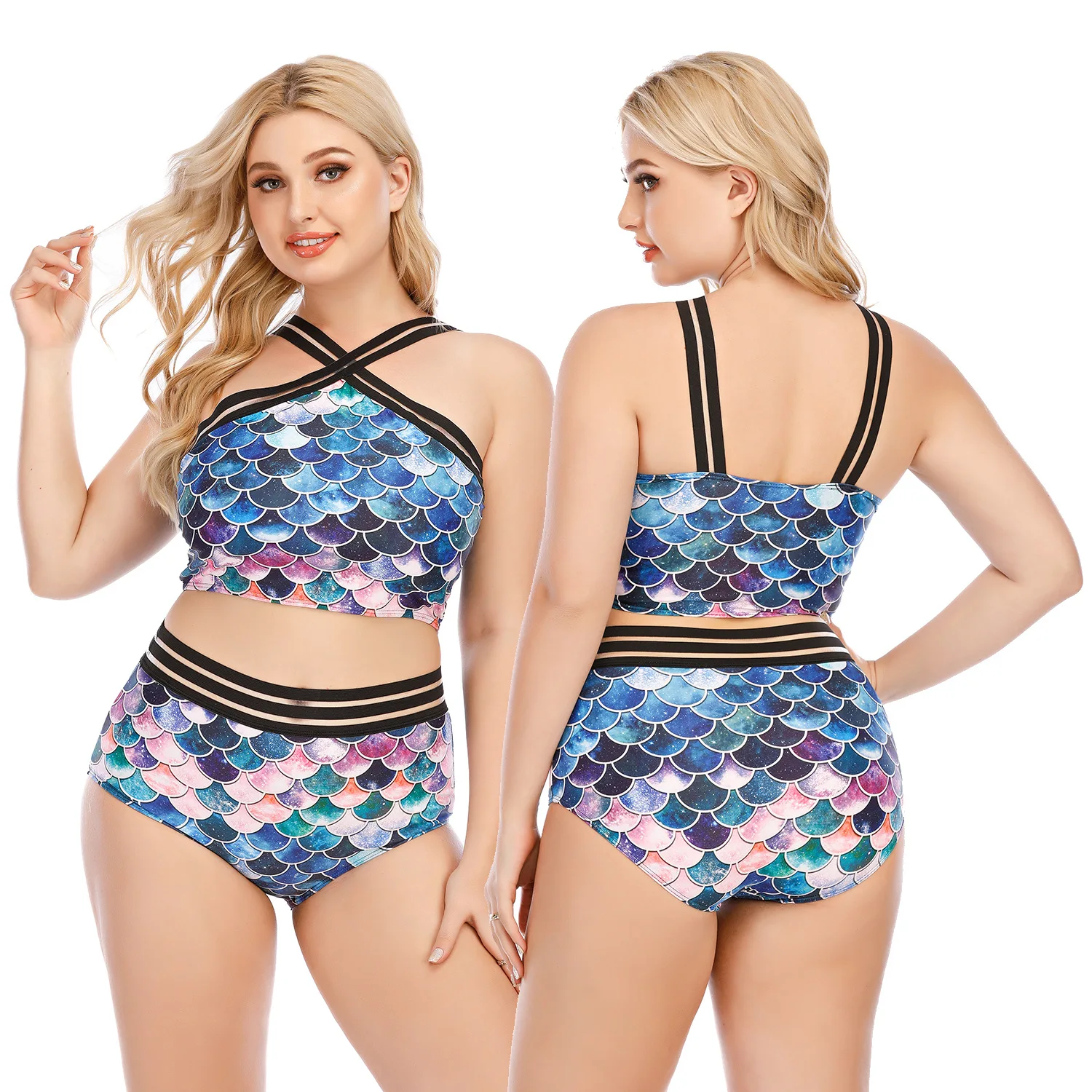 Fish Scale Print Separate Swimsuit Women 2022 New Two-piece
