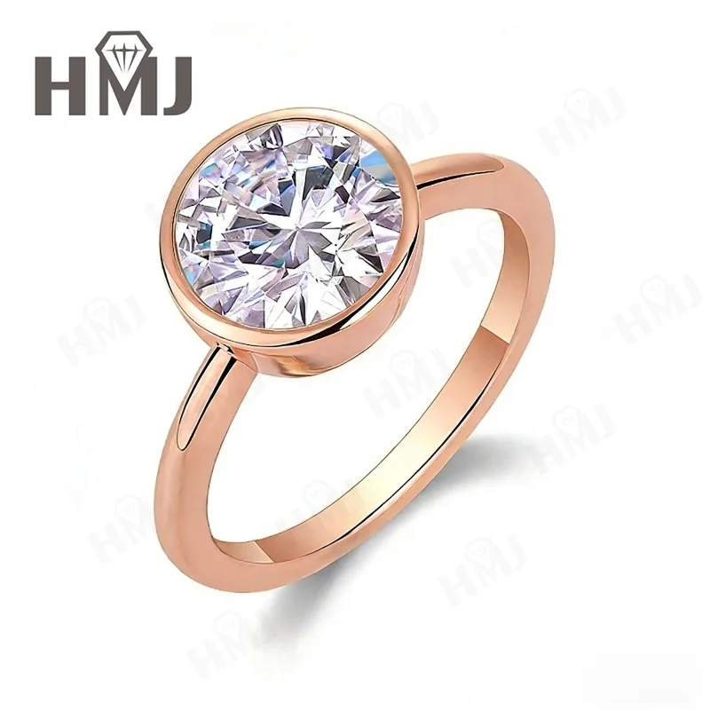 3ct Moissanit-Ring, D-Farbe, runder Brillantschliff, 925er Sterlingsilber, edler Schmuck für Frauen, Ehering, Jahrestagsgeschenk – Detail 5