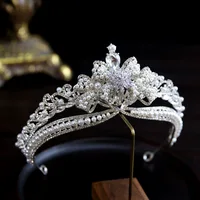 Luxury Silver Color Crystal Crowns Rhinestone Bride tiara Fashion Queen Wedding Crown Headpiece Wedding Hair Jewelry Accessories 2