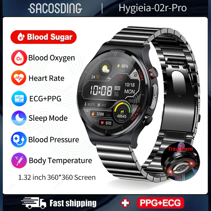 

2023 New Blood Glucose Monitor Health Smart Watch Men ECG+PPG Blood Pressure Measurement IP68 Waterproof Sport SmartWatch Women