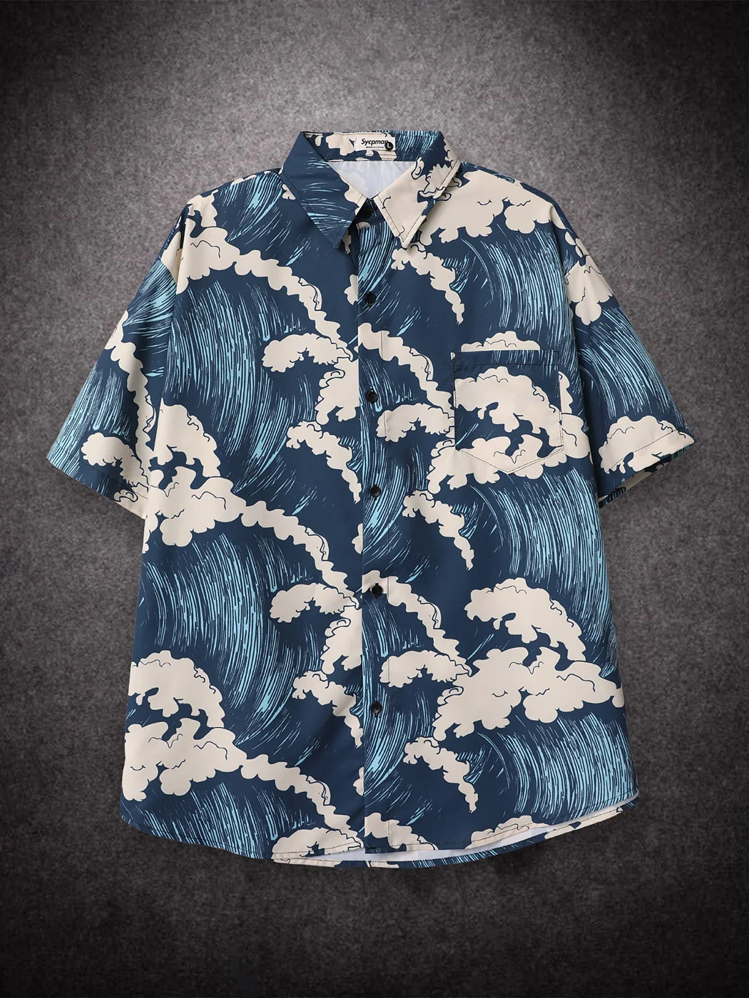 Men Casual Shirt Oversized Shortsleeve Summer Loose Cardigan Creative Printing Streetwear Japanese