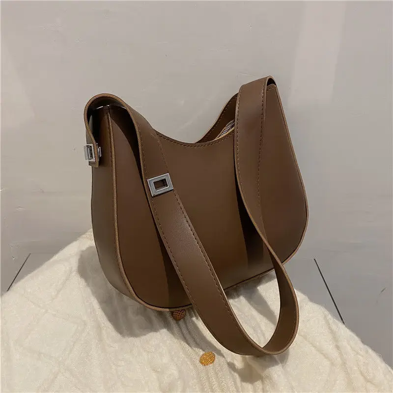 

Luxury Crossbody Bags for Women 2022 PU Leather Khaki Color Shoulder Bag Women Casual Satchels Wide Straps Fashion Bag Handbag