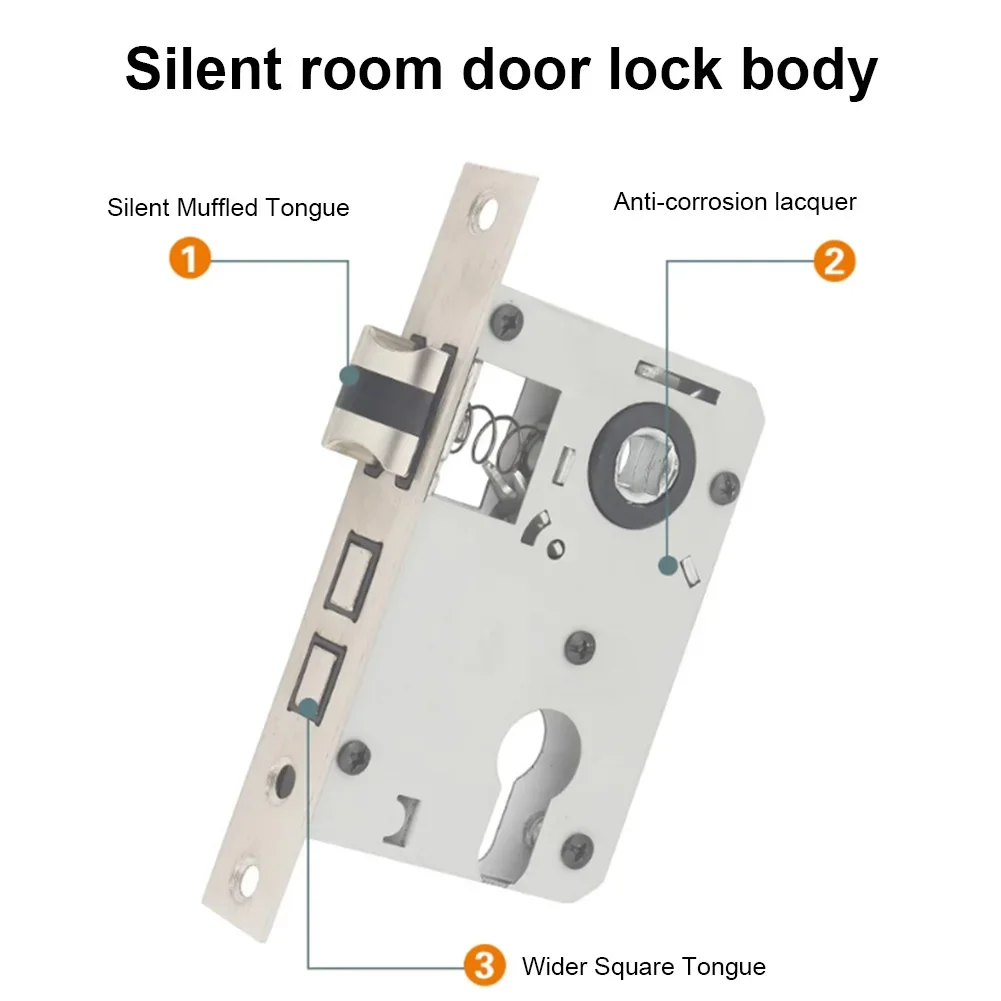 Mute Door Lock Anti-theft Mechanical Door Lock Split Handle Door Handle Lock with Keys Security Entrance for Bedroom Bathroom