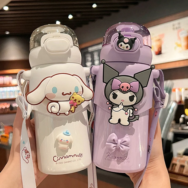 460ml Vacuum Water Cup Cartoon Bottle Hello Kitty Kuromi Stainless