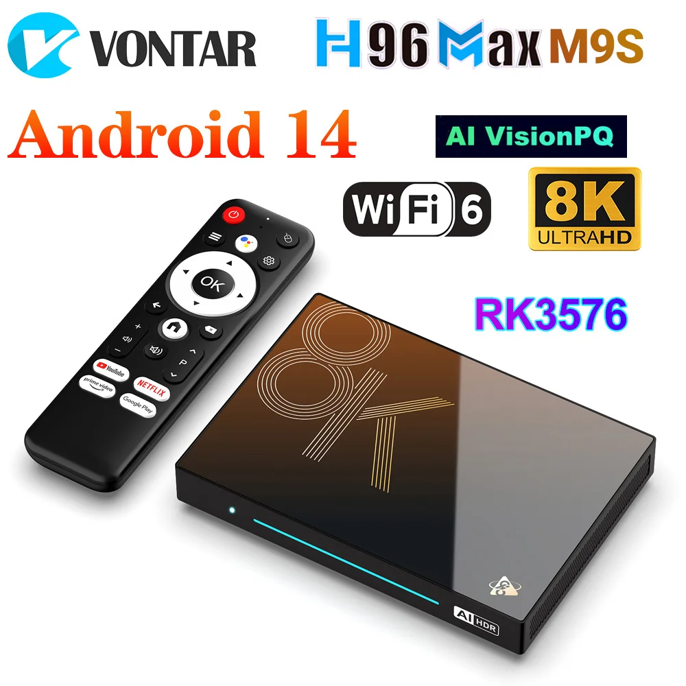 TVボックスH96Max m9s ai vision,Android 14, Rockchip,rk3576