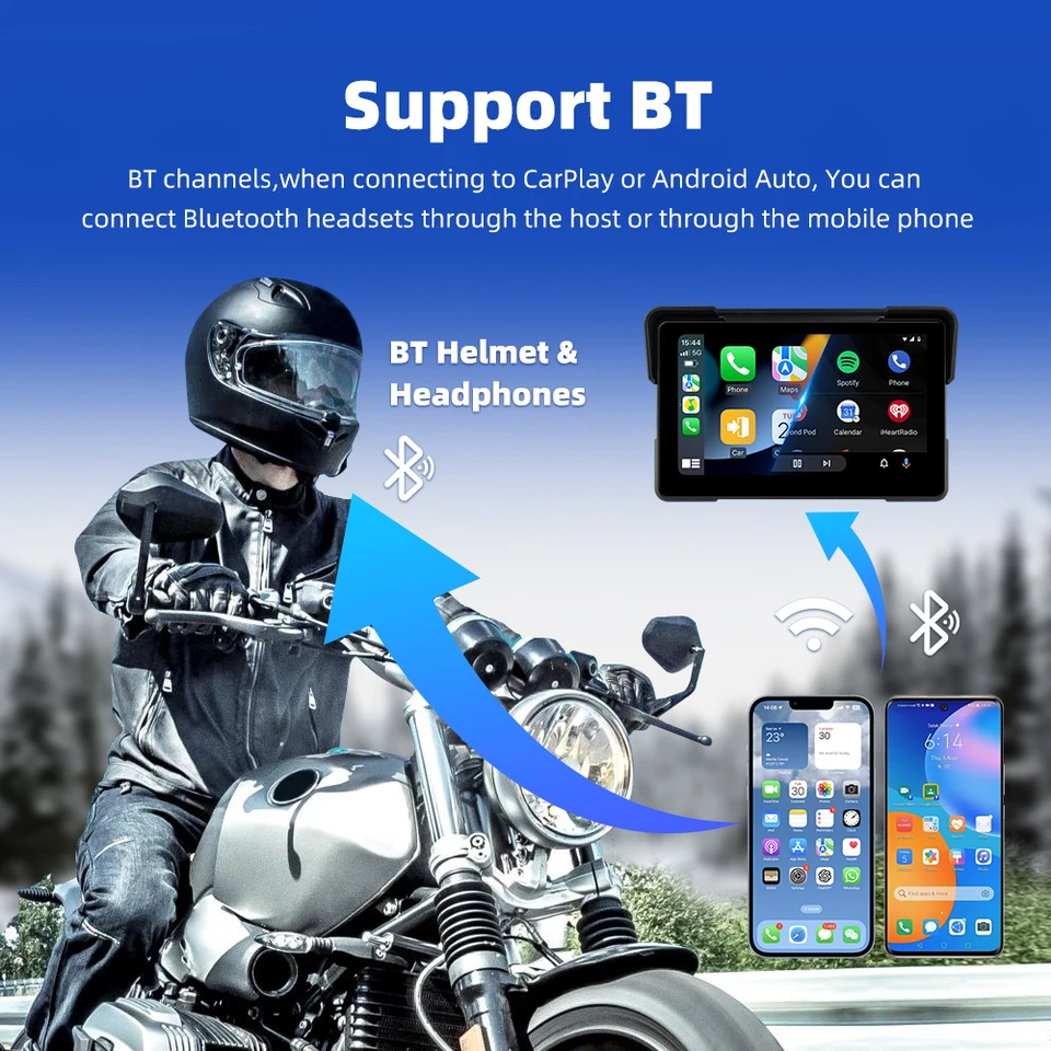 EKIY M21 7インチバイク用防水ワイヤレスCarPlayディスプレイ画面