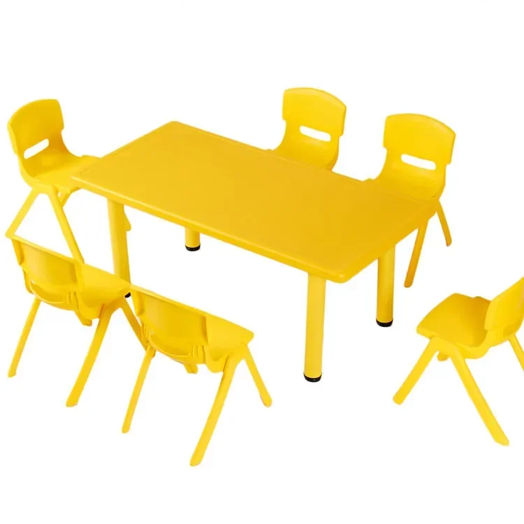 Kindergarten Table Children's Plastic Six People Long Table Children's Study Desk Adjus desk student table